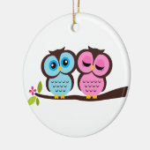 Owl Couple Keramisch Ornament (Links)