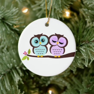 Owl Couple Keramisch Ornament