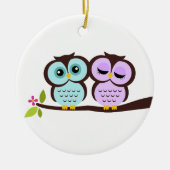 Owl Couple Keramisch Ornament (Voorkant)
