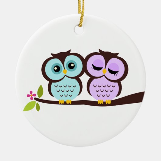 Owl Couple Keramisch Ornament (Voorkant)