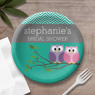 Owl Couple op Vrijgezellenfeest Favors van de Tak Papieren Bordje