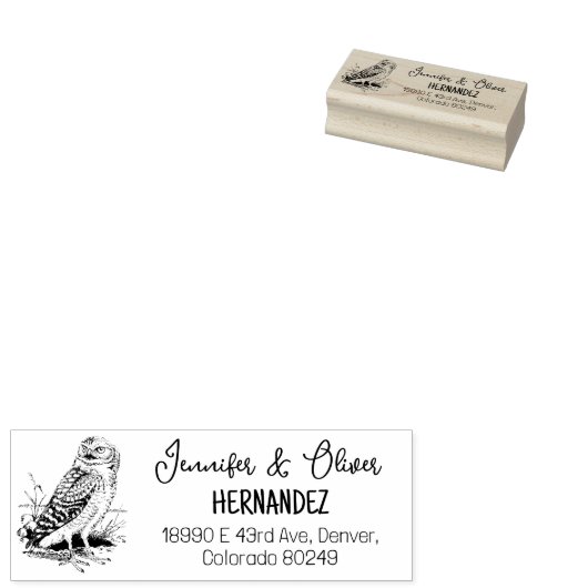  Owl Couple Return Address Rubberstempel (Gestempeld)