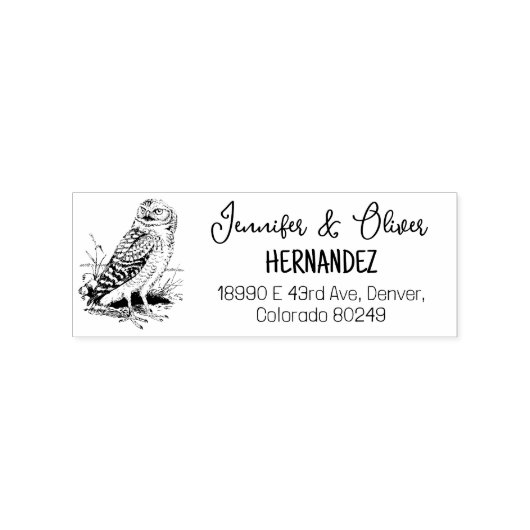  Owl Couple Return Address Rubberstempel (Afrduk)