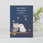 Owl Couple Zwangerschapsaankondiging Kaart (Staand voorkant)
