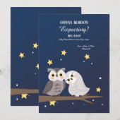 Owl Couple Zwangerschapsaankondiging Kaart (Voorkant / Achterkant)