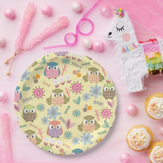 Owl Cream Papieren Bordje (Feest)
