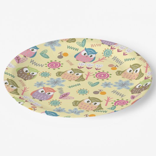 Owl Cream Papieren Bordje (Gekanteld)