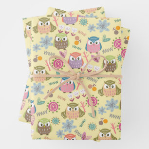 Owl Cream Wrapping Paper