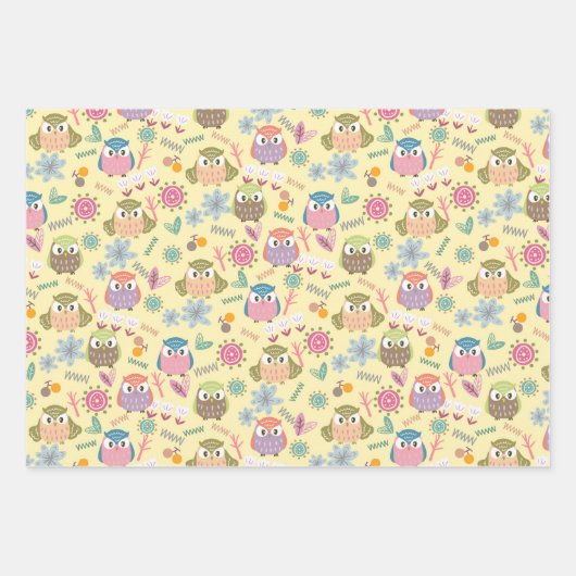 Owl Cream Wrapping Paper (Voorkant)