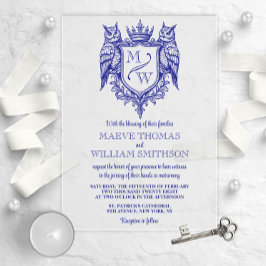 Owl Crest Royal Monogram Wedding Invitation Acryl Uitnodigingen