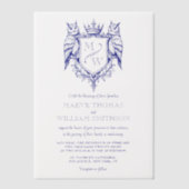 Owl Crest Royal Monogram Wedding Vellum Overlay Uitnodigingen (Voorkant)