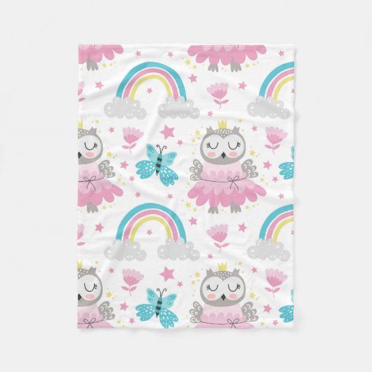 Owl Crown Rainbow Blanket: A Cozy Embrace Fleece Deken (Voorkant)