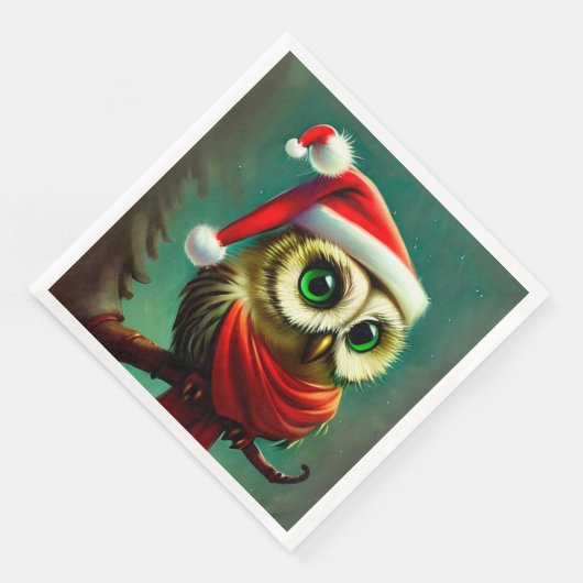  Owl Cute Rustic Kerstmis Servet (Hoek)
