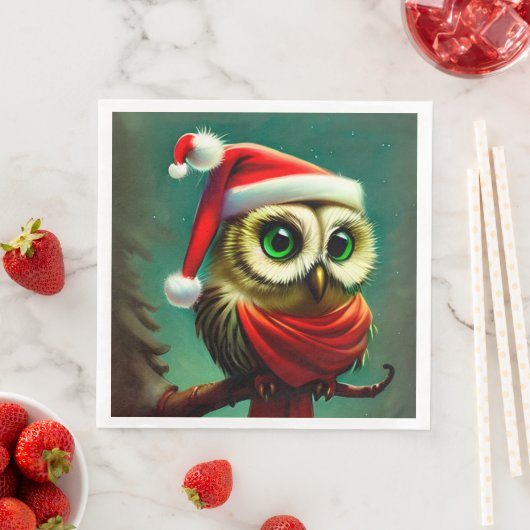 Owl Cute Rustic Kerstmis Servet (Insitu)