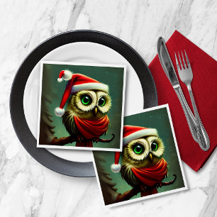 Owl Cute Rustic Kerstmis Servet