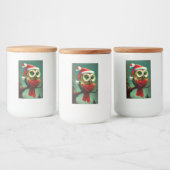 Owl Cute Rustic Kerstmis Voedselcontainer Etiket (Flessen)