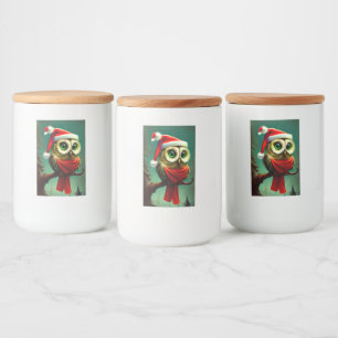 Owl Cute Rustic Kerstmis Voedselcontainer Etiket