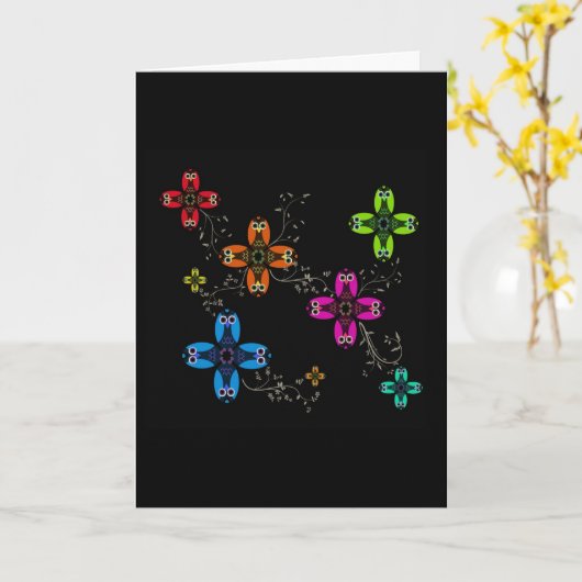 Owl Daisies Wenskaart Kaart (Gele Bloem)