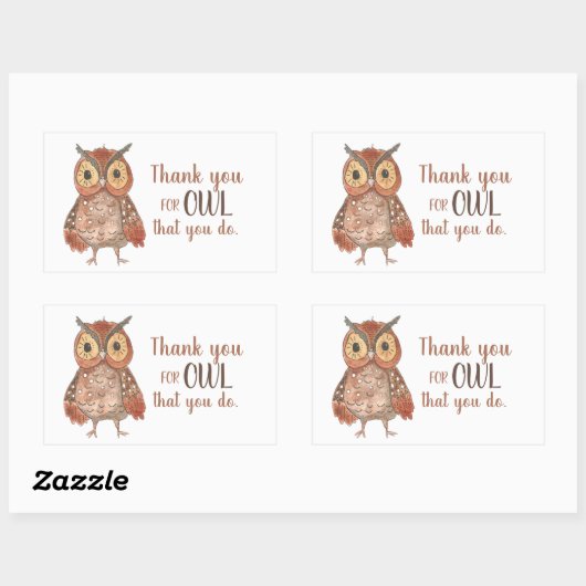Owl Dank u Rechthoekige Sticker (Vel)