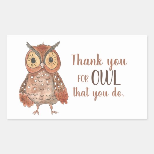 Owl Dank u Rechthoekige Sticker (Voorkant)