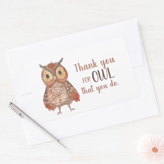 Owl Dank u Rechthoekige Sticker (Envelop)