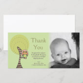 Owl Dank u voor de nieuwe baby-opkomst Fotokaart Bedankkaart (Voorkant / Achterkant)