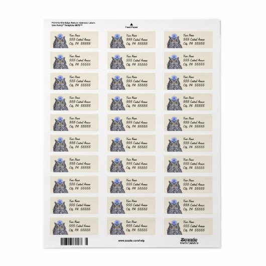 Owl de etiketten van het terugkeeradres (Full Sheet)