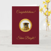 Owl de Kaart van het Afstuderen van Gefeliciteerd (Gele Bloem)