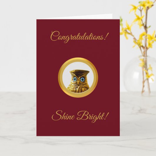 Owl de Kaart van het Afstuderen van Gefeliciteerd (Gele Bloem)