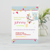 Owl, de uitnodiging van het verjaardagsfeest (Staand voorkant)