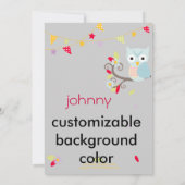 Owl, de uitnodiging van het verjaardagsfeest (Achterkant)