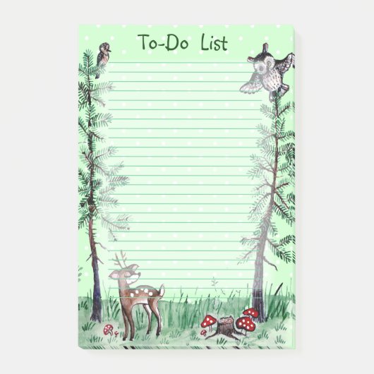 Owl Deer woud waterverf aan-do lijst Post-it® Notes (Voorkant)