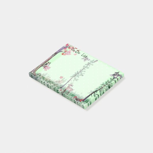 Owl Deer woud waterverf aan-do lijst Post-it® Notes (Schuin)