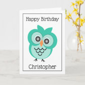 Owl Design Birthday Kaart (Gele Bloem)