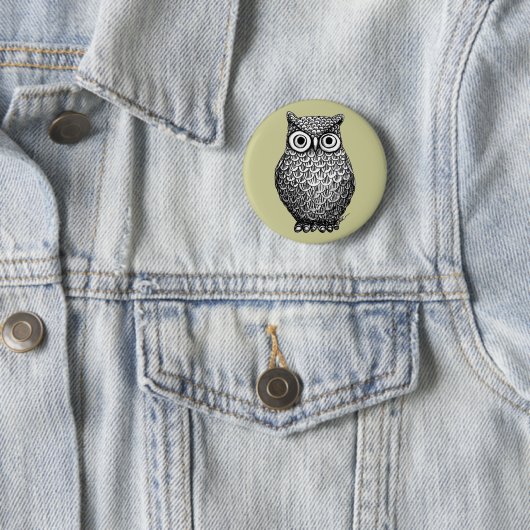 Owl Design Button Pin (In situ)
