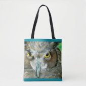 Owl design: Dubbelzijdig (Blauwgroen/Taupe) Tas (Voorkant)