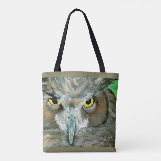 Owl design: Dubbelzijdig (Blauwgroen/Taupe) Tas
