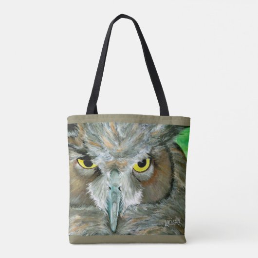 Owl design: Dubbelzijdig (Blauwgroen/Taupe) Tas (Achterkant)