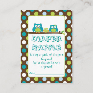 Owl Diaper Raffle-kaarten Informatiekaartje