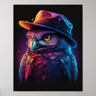 Owl die een Pet, een kleurrijke en gedetailleerde  Poster
