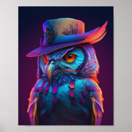 Owl die een Pet, een Playful Dierenvriend draagt Poster