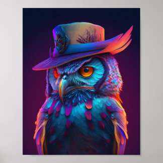 Owl die een Pet, een Playful Dierenvriend draagt Poster