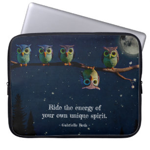 Owl die met de unieke Collage van het Citaat versc Laptop Sleeve