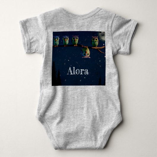 Owl die met de unieke Collage van het Citaat versc Romper (Achterkant)