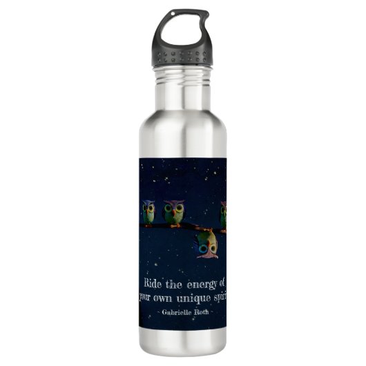 Owl die met de unieke Collage van het Citaat versc Waterfles (Voorkant)