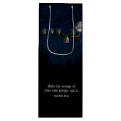 Owl die met de unieke Collage van het Citaat versc Wijn Cadeautas (Voorkant)