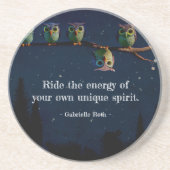 Owl die met de unieke Collage van het Citaat versc Zandsteen Onderzetter (Voorkant)