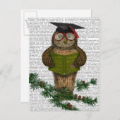 Owl die op Tak lezen Briefkaart (Voorkant / Achterkant)