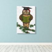Owl die op Tak lezen Canvas Afdruk (Insitu (Houten vloer))