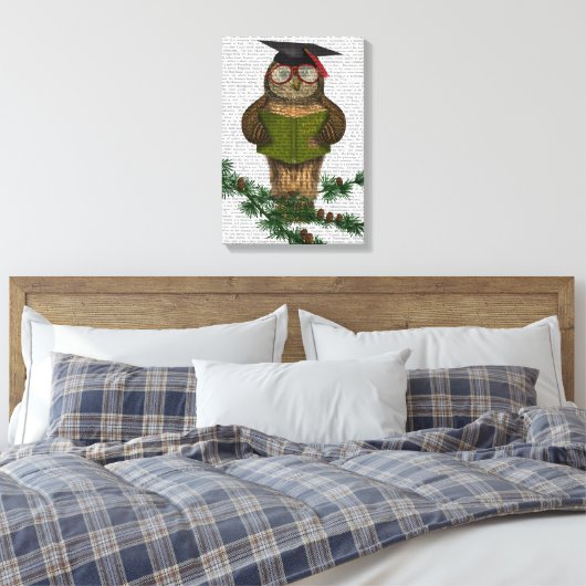 Owl die op Tak lezen Canvas Afdruk (Insitu (Slaapkamer))